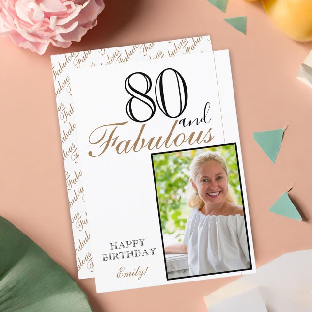 Carte 80 et fabuleux Elegant Happy Birthday Photo (Créateur téléchargé)