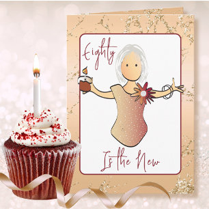 Carte 80 et Fabulous Female Cartoon Rose Gold Anniversai