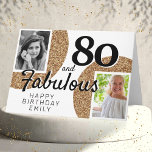 Carte 80 et Fabulous Gold Parties scintillant 2 Photo 80<br><div class="desc">80 et Fabulous Gold Parties scintillant 2 Photo 80th Birthday Greeting Card. Parties scintillant en or Faux en noir avec 2 photos - vous pouvez utiliser une photo ancienne et nouvelle. Ajoutez votre nom,  votre âge et votre texte à l'intérieur ou effacez-le.</div>