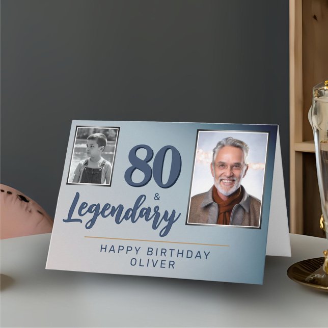 Carte 80 & Légendaire 2 Photos 80e Anniversaire (Créateur téléchargé)