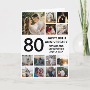 Carte 80e anniversaire 13 photo Collage noir et blanc