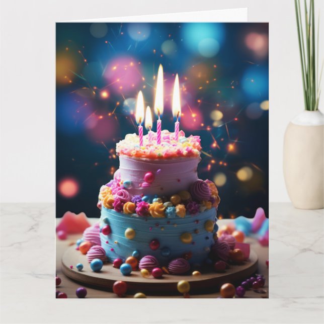 CARTE 80E ANNIVERSAIRE 80 CAKE GREETING CARD (Devant)