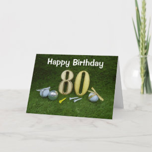 Carte 80e anniversaire au golfeur avec balle de golf