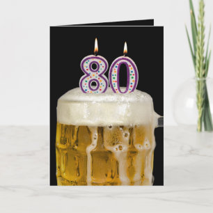 Carte 80e anniversaire Bière sur noir