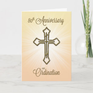 Carte 80e anniversaire de l'ordination, Croix d'or sur l