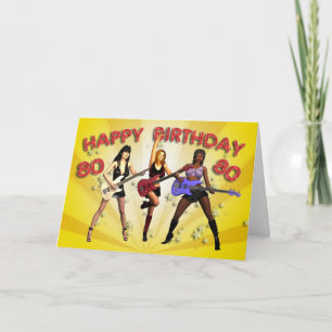 Carte 80e anniversaire de Rockin avec un groupe de fille