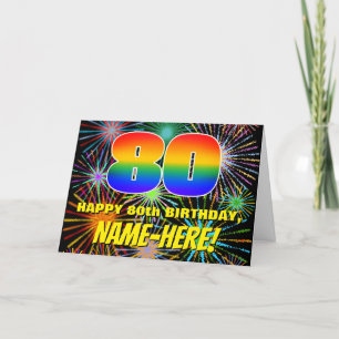 Carte 80e anniversaire : Feu d'artifice festif amusant e