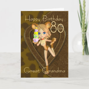 Carte 80e anniversaire Grand grand grand-mère Cutie à la