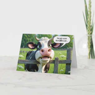 Carte 80e anniversaire Humour de vache