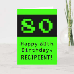 Carte 80e anniversaire : Nerdy / Geeky Style "80" et nom