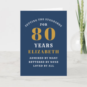 Carte 80e anniversaire Normes Blue Gold Ajouter votre no