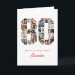 Carte 80e anniversaire Numéro 80 Photo Collage personnal<br><div class="desc">Célébrez le 80ème anniversaire de la ville avec cette carte mignonne. C'est une carte d'anniversaire personnalisée de collage photo qui vous permet de créer un design vraiment unique et mémorable. Ce modèle personnalisable vous permet d'insérer vos propres photos chères, en capturant les moments précieux tout au long de l'année. Cette...</div>