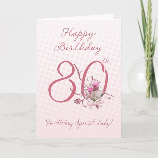 Carte 80e Anniversaire - Roses Roses Roses Roses - (Devant)