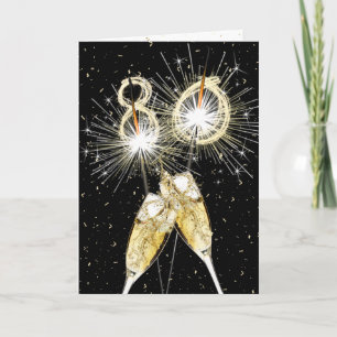 Carte 80e anniversaire Sparklers and Champagne Toast