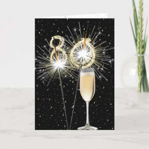 Carte 80e anniversaire Sparklers avec vin blanc