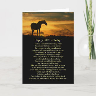 Carte 80e anniversaire Uplifting Words with Horse