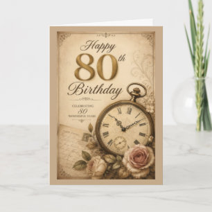 Carte 80e anniversaire vintage
