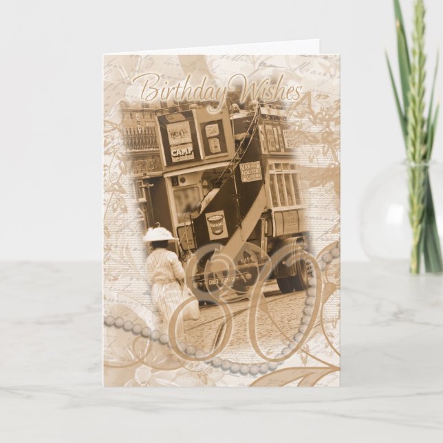 Carte 80e anniversaire - Vintage, Nostalgie, Anniversair (Devant)