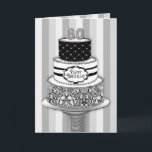 Carte 80e Birthday, 3 White Pattern Cake<br><div class="desc">See other categories including invitations for birthdays and anniversaries with sam/or similar design</div>