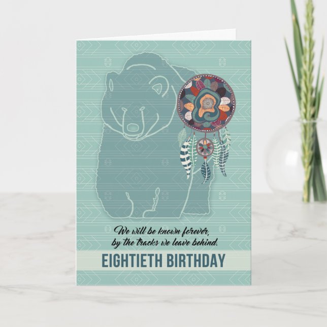 Carte 80e jour de Birthday Native American Bear Dreamcat (Devant)