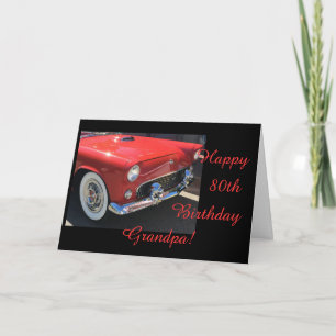 Carte 80ème anniversaire de grand-père - voiture antique