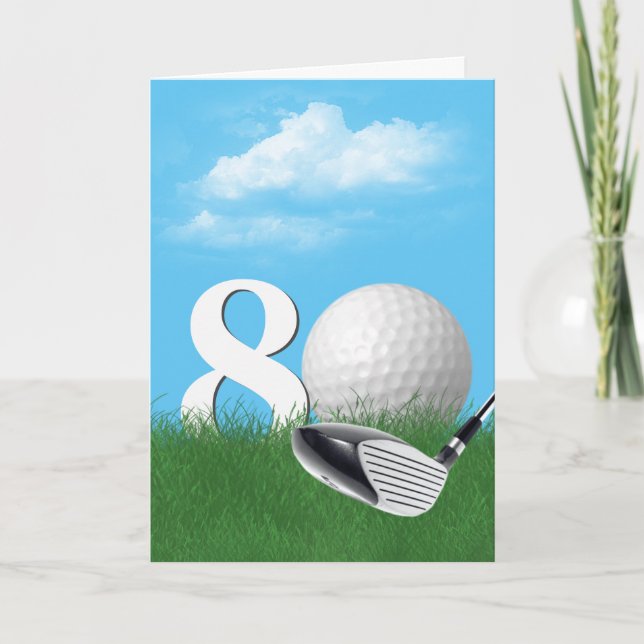 Carte 80ème Anniversaire Golf Ball In Grass (Devant)
