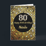 Carte 80th Birthday Black and Gold Glitter Card<br><div class="desc">Happy 80th Birthday Black and Gold Glitter Card with personalized name For further customization,  please click the "Customize it" button and use our design tool to modify this template.</div>
