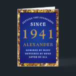 Carte 80th Birthday Born 1941 Gold Blue Ajouter Votre No<br><div class="desc">80e anniversaire,  carte d'anniversaire bleu et or pour ces personnes spéciales nées en 1941. Customisez facilement le texte à l'avant et à l'intérieur de cette carte d'anniversaire en utilisant le modèle fourni. Une partie de la gamme de normes d'établissement de cartes de voeux.</div>