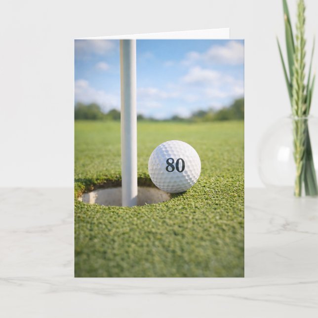 Carte 80th Birthday Golf Putt at the Edge  (Devant)