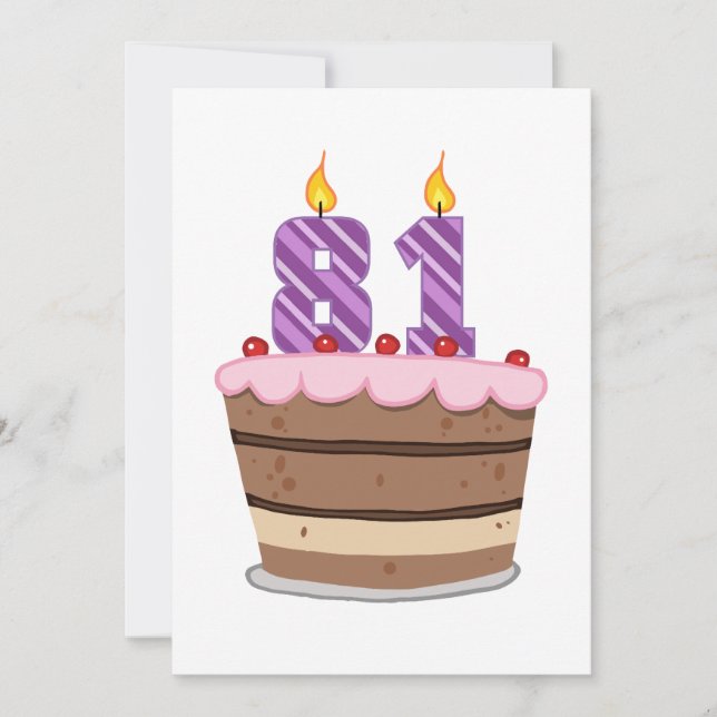 Carte 81 ans sur le gâteau d'anniversaire (Devant)