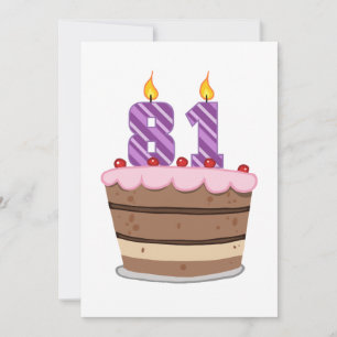 Carte 81 ans sur le gâteau d'anniversaire