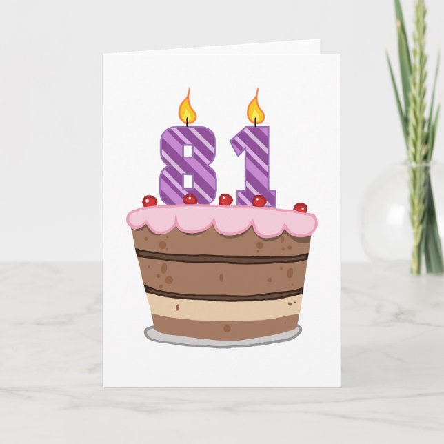 Carte 81 ans sur le gâteau d'anniversaire (Devant)