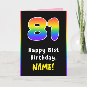 Carte 81e anniversaire : Arc-en-ciel coloré # 81, Nom pe