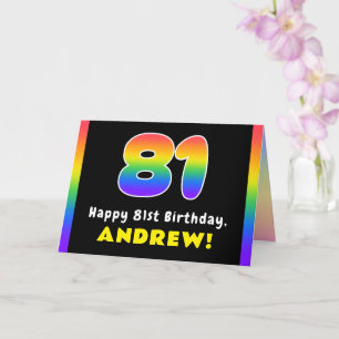 Carte 81e anniversaire : Arc-en-ciel coloré # 81, Nom pe