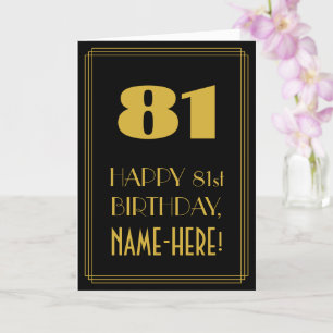 Carte 81e anniversaire - Art Déco Inspiré Look "81" & No