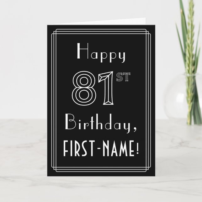 Carte 81e anniversaire : Art Déco Style # 81 & Nom perso (Devant)