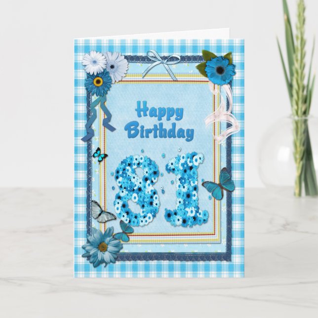 Carte 81e anniversaire avec un effet scrapbook (Devant)