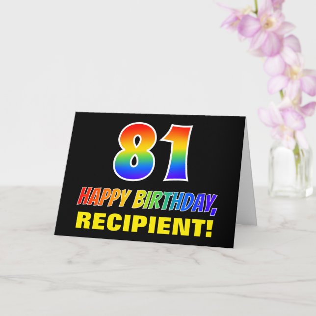 Carte 81e anniversaire : Bold, amusant, simple, arc-en-c (Orchidée)