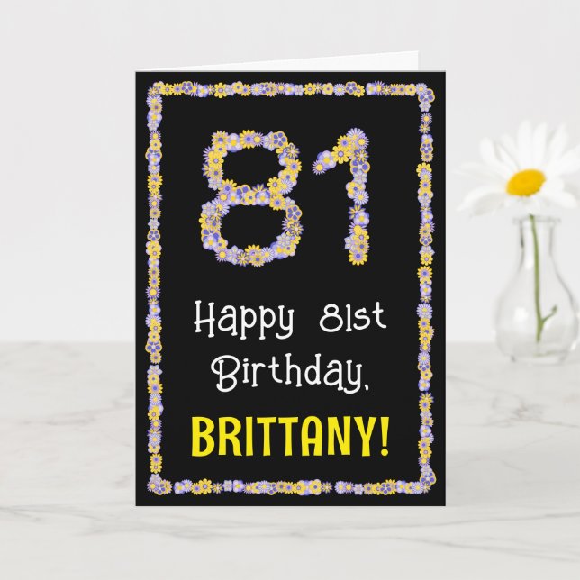 Carte 81e anniversaire : Floral Flowers Numéro, Nom pers (Petite plante)