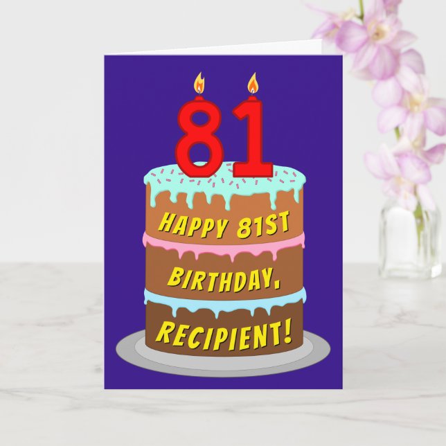 Carte 81e anniversaire : Fun Cake and Candles + Nom pers (Orchidée)