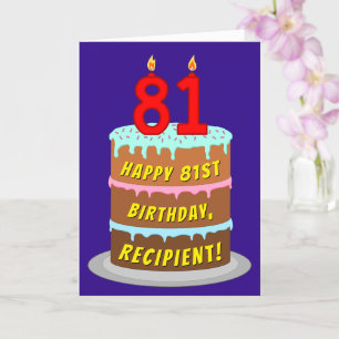 Carte 81e anniversaire : Fun Cake and Candles + Nom pers