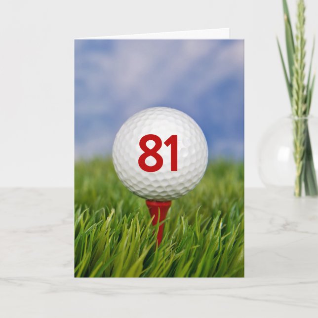 Carte 81e anniversaire Golf Ball on Red Tee (Devant)