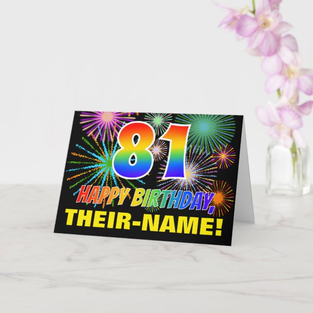 Carte 81e anniversaire : Gras, Amusants, Feu d'artifice, (Orchidée)