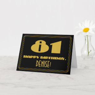Carte 81e anniversaire : nom + style Art déco inspiré "8