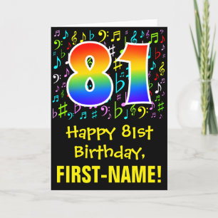 Carte 81st Birthday: symbole musical colorful + Rainbow