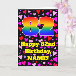Carte 82e anniversaire : Amour Hearts Motif, Arc-en-ciel