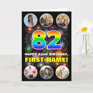 Carte 82e anniversaire : Arc en ciel amusant #, Nom pers