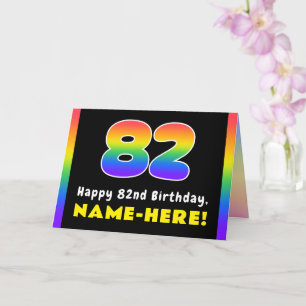 Carte 82e anniversaire : Arc-en-ciel coloré # 82, Nom pe