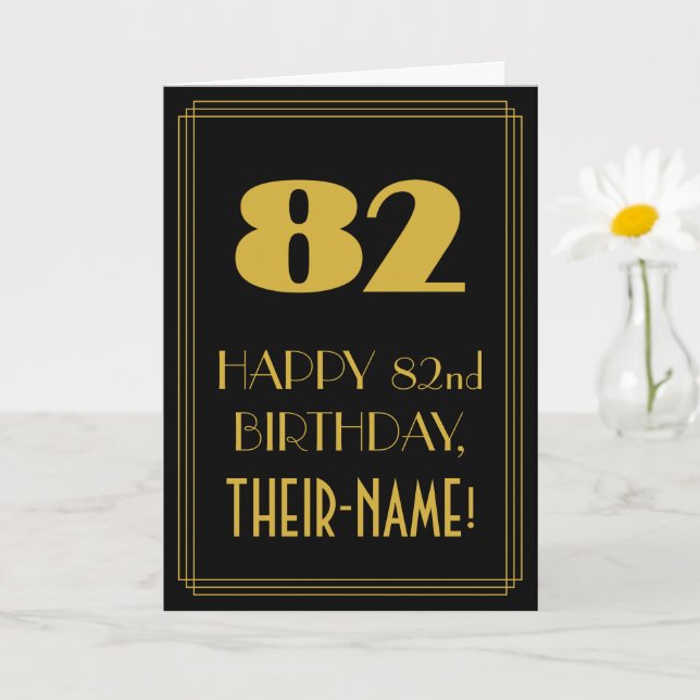 Carte 82e anniversaire - Art Déco Inspiré Look "82" & No (Petite plante)