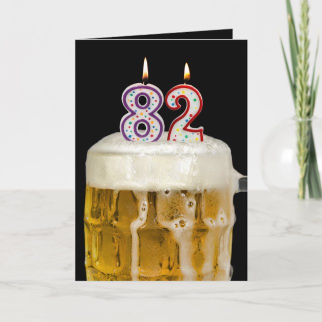 Carte 82e Anniversaire Bière en noir (Devant)